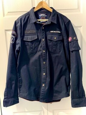 Superdry Navy Rookie Edition Military-Style 3 Pocket Overshirt - XXL